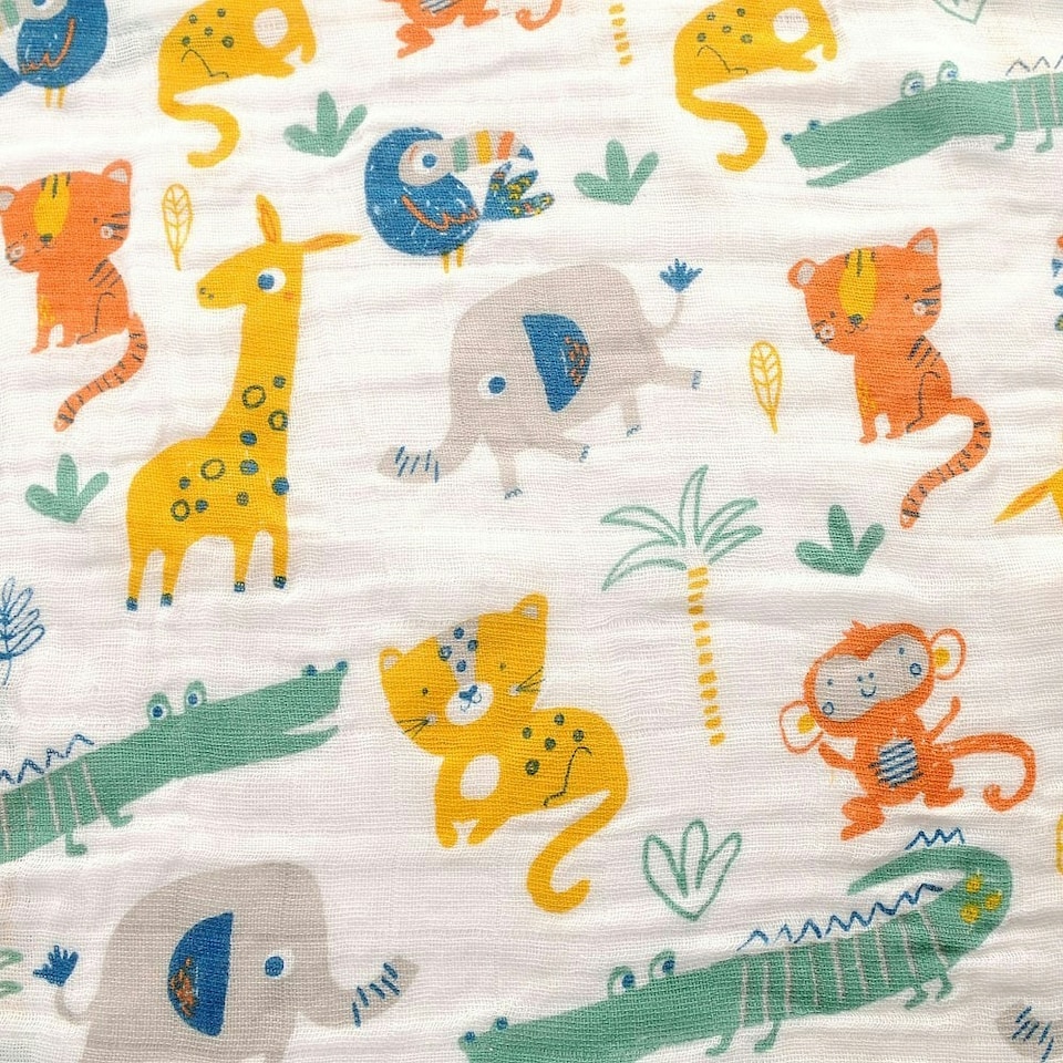 image 1 of Ziggle Baby Cotton Muslin Swaddle Wrap - Savanna Animals