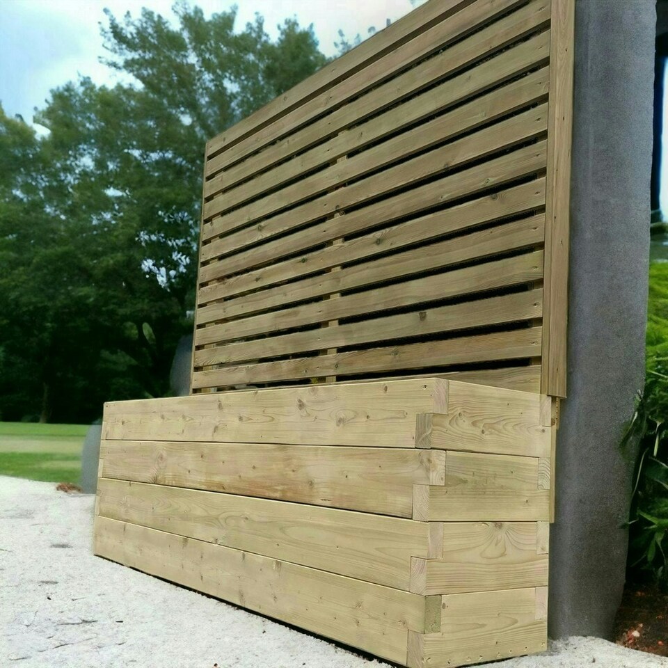 image 1 of Suffolk Planter and Trellis (Pack of 4) - Wood - L90 x W40 x H120 cm | Brown