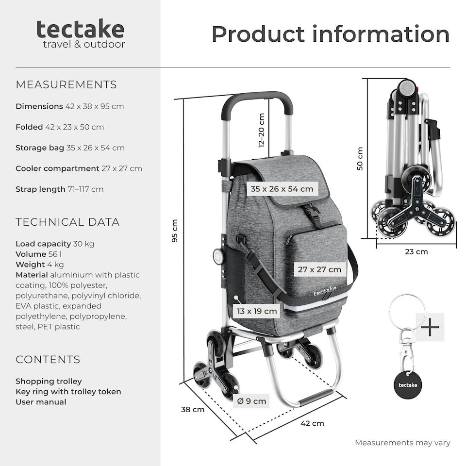 image 1 of Shopping Trolley 3-in-1 Foldable Cart with Cooler Bag