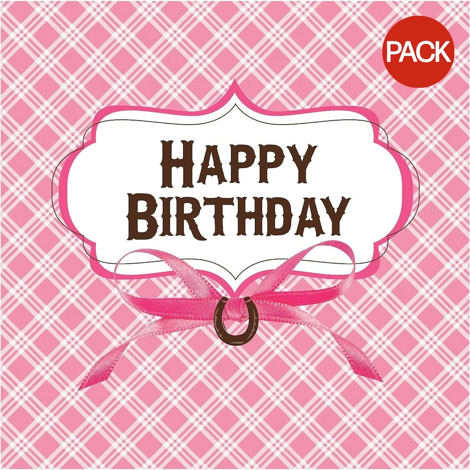 Creative Party Heart My Horse 3 Ply Happy Birthday Napkins (Pack of 16) - Pink/White - One Size Pink