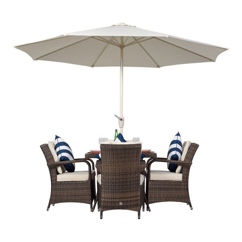 image 1 of Arizona Square 4 Seater Rattan Patio Dining Set | Brown | Brown