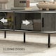 image 4 of HOMCOM Coffee Table with Storage and Sliding Doors for Living Room Grey
