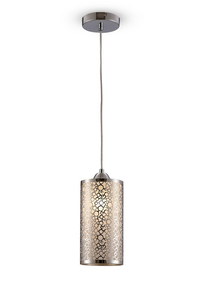 Netlighting Charon Circle Pattern Ceiling Pendant 1 Light E27 Polished Chrome in Grey