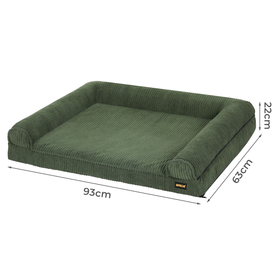 image 1 of Large Dog Pet Bed Orthopedic Washable Waterproof Corduroy Wear Resistant 93x63cm | Green | L | L