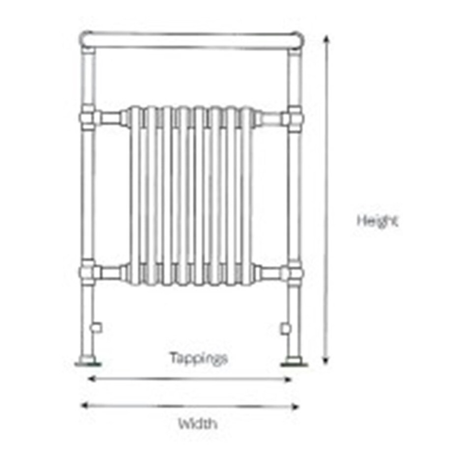 image 1 of 945mm (H) x 500mm (W) - Horizontal Bathroom Towel Radiator - (Islington) (0.94m x 0.5m)