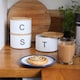 image 5 of Harbour Housewares 3pc Stacking Tea Coffee Sugar Canister Set with Bamboo Lids - White