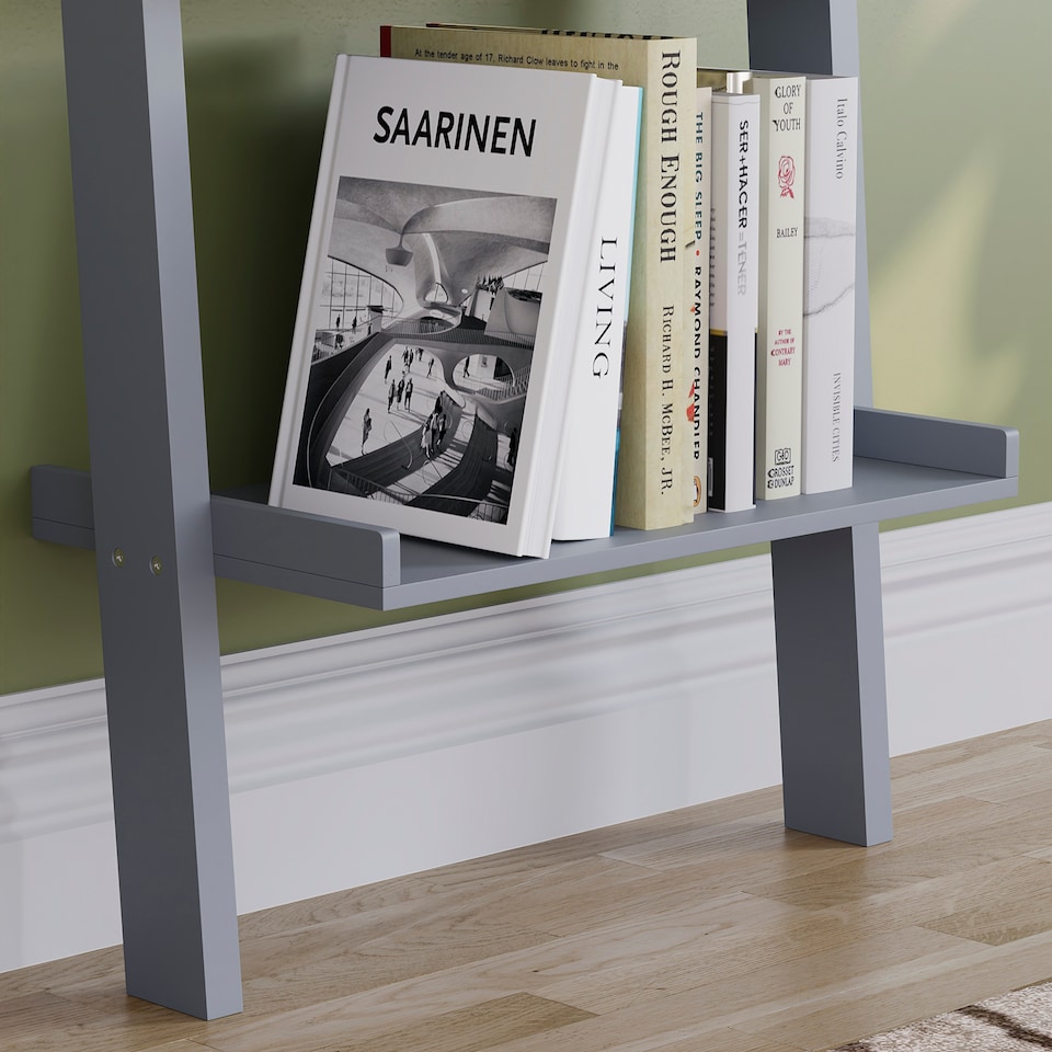 image 1 of Vida Designs York 3 Tier Ladder Bookcase Display Storage, Grey