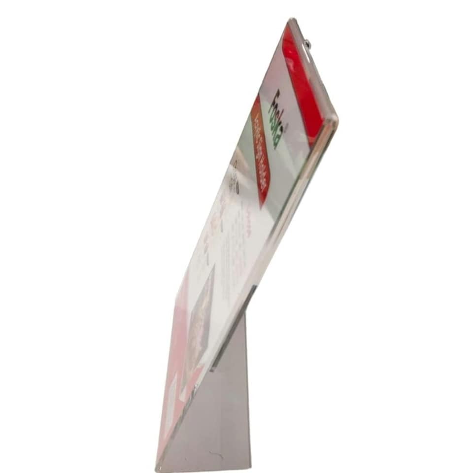 image 1 of A5 Vertical Design L-Shape Transparent Acrylic Label Sign Holder