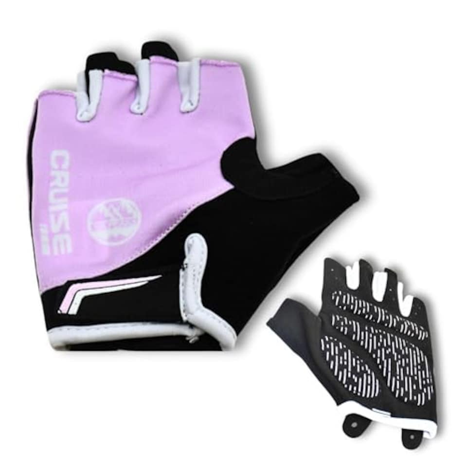 image 1 of Six Peaks Kids Cycling Gloves, Half Finger, Lightweight, Breathable, Padded Anti Slip Biking Glove, Pink, 5-6 Years