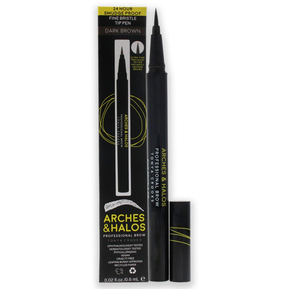image 1 of Fine Bristle Tip Pen - Dark Brown by Arches and Halos for Women - 0.02 oz Eyebrow Pen
