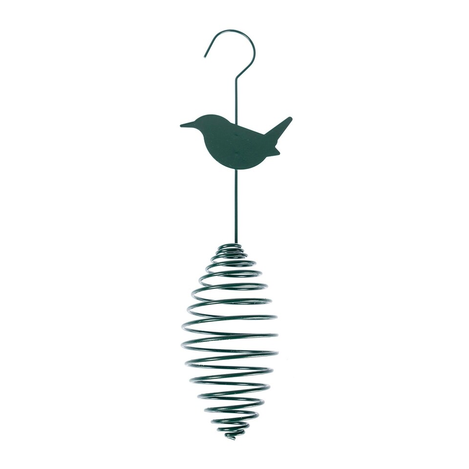 image 1 of Homescapes Metal Spring Bird Feeder with Bird Decoration, Wren