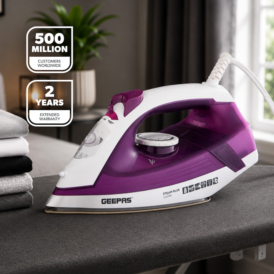 image 1 of GEEPAS Steam Iron  2000W Purple