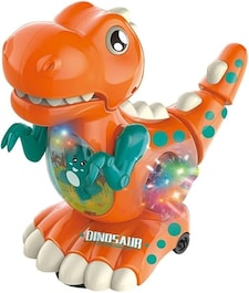 Alivio Crawling Walking Dinosaur Baby Toy with Musical Lights for 1 to 2 Years Boys Girls (Orange)