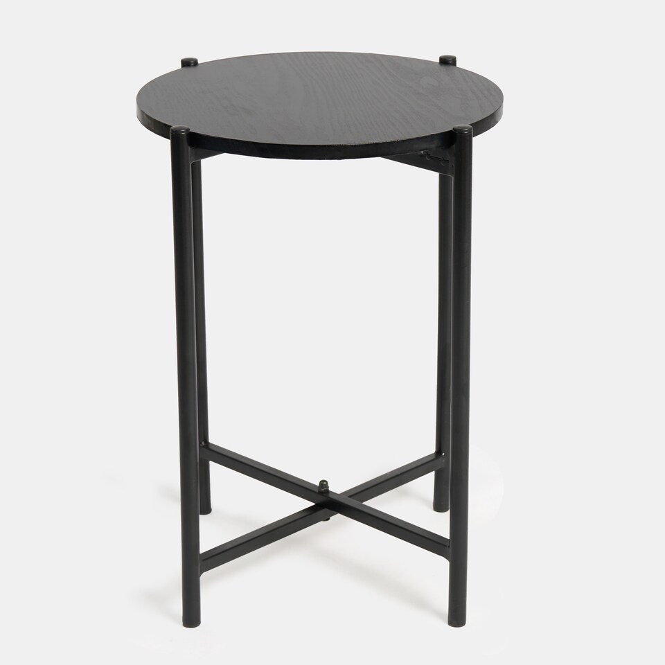 image 1 of OHS Round Side Table Coffee End Tables Nightstand with Metal Frame | Black