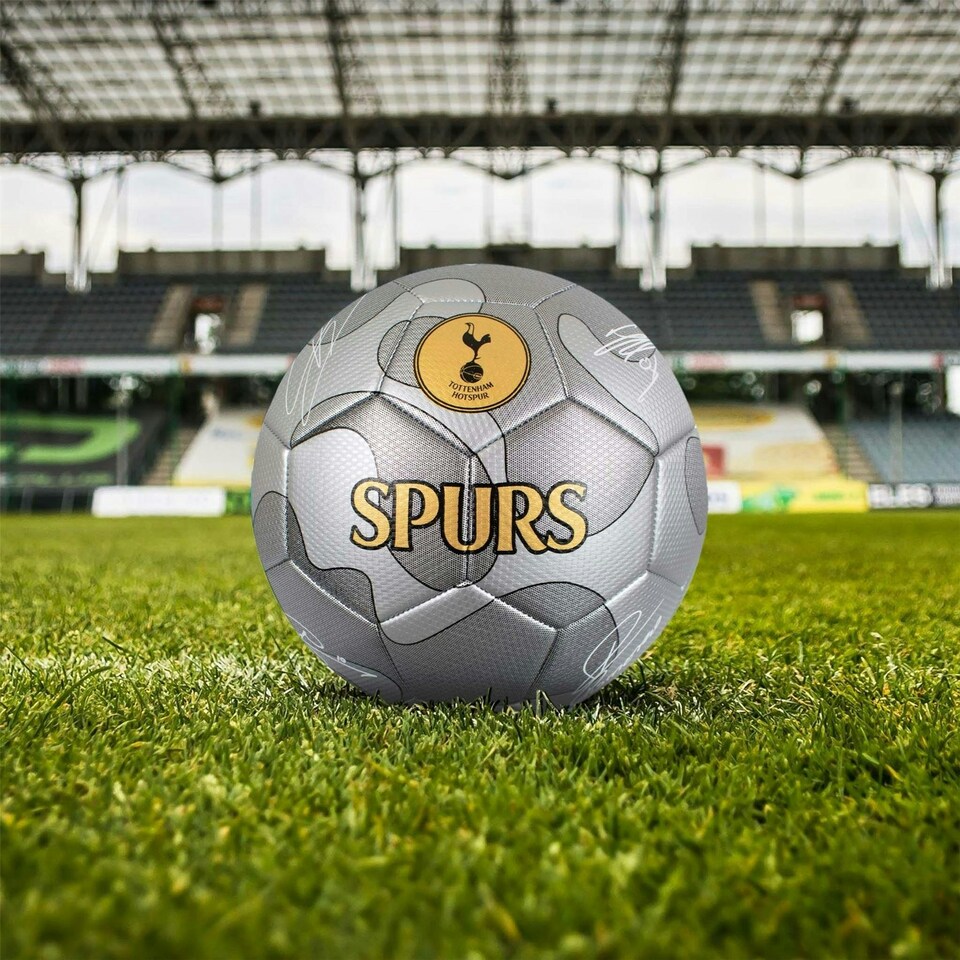 image 1 of Tottenham Hotspur F.C. Offical Licensed Signature Football - Silver Camo with Matt Finish - Size 5 For Kids and Adults Silver