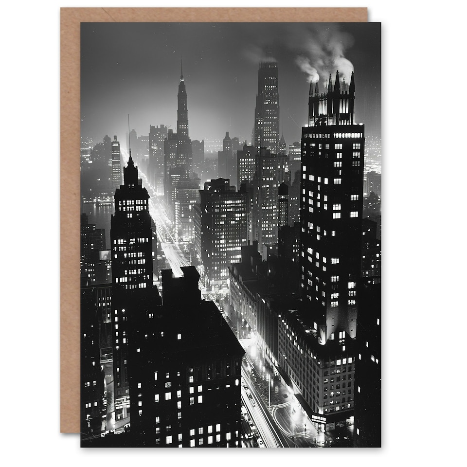 image 1 of Gotham City White Cityscape Concept Him Her Birthday Card