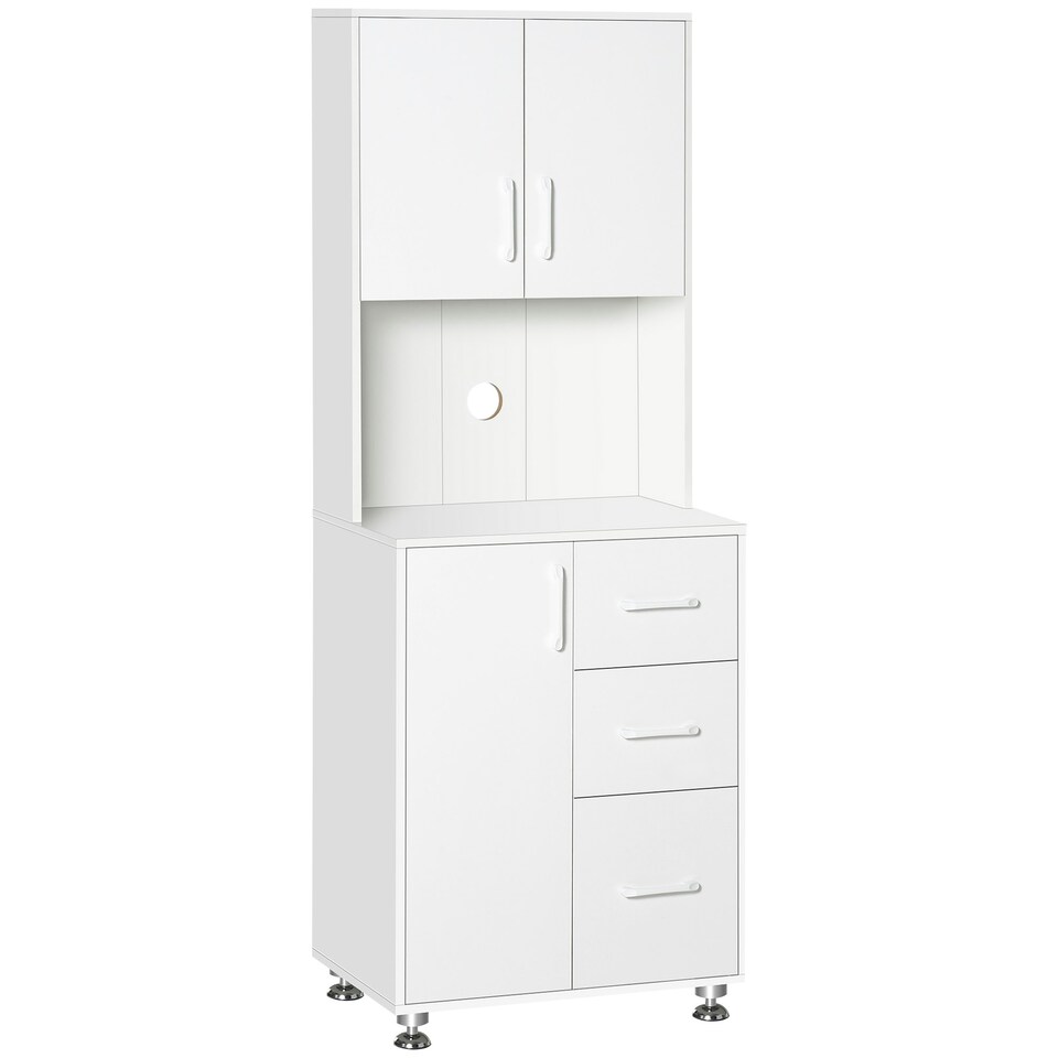 image 1 of HOMCOM Modern Kitchen Cupboard Storage Organiser Microwave Cabinet Grey