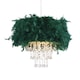 image 1 of Contemporary Green Feather Pendant Light Shade with Transparent Acrylic Droplets | Green