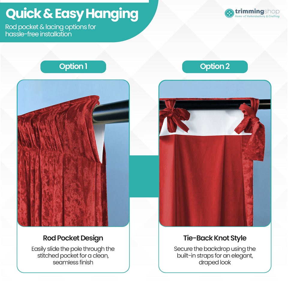 image 1 of 3x3m Crushed Velvet Backdrop, 8cm Rod Pocket Photography Background