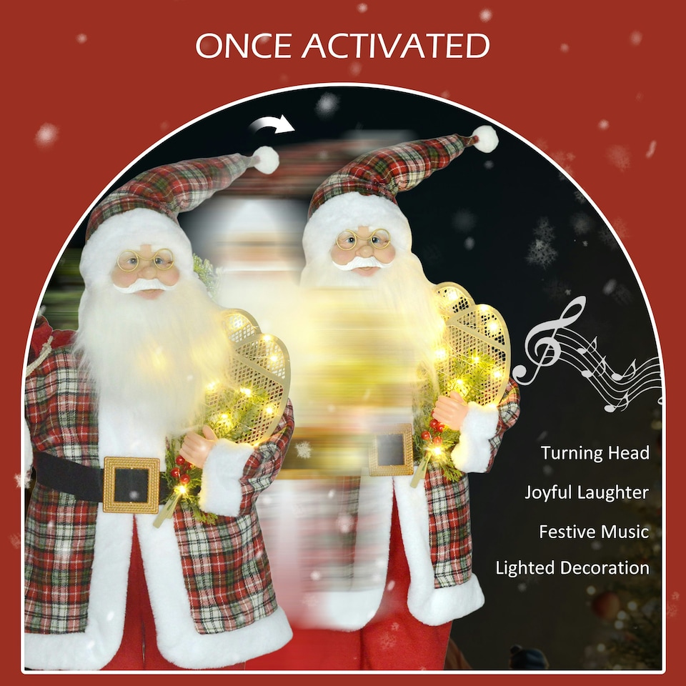 image 1 of HOMCOM 133cm Animated Santa Claus w/ Sound Activated Festive Music for Party