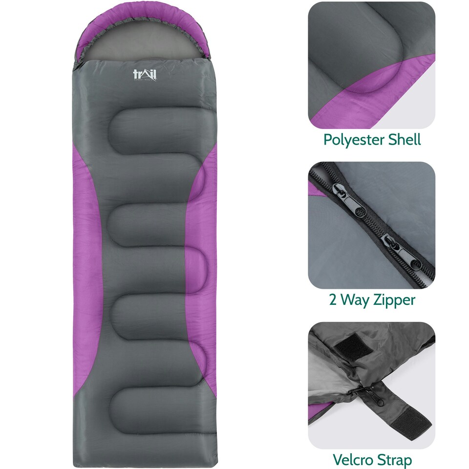 image 1 of Hooded Sleeping Bag - Purple
