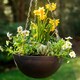 image 1 of Stone Effect 25cm Hanging Basket Planter Outdoor Marble Charcoal x2 | Grey