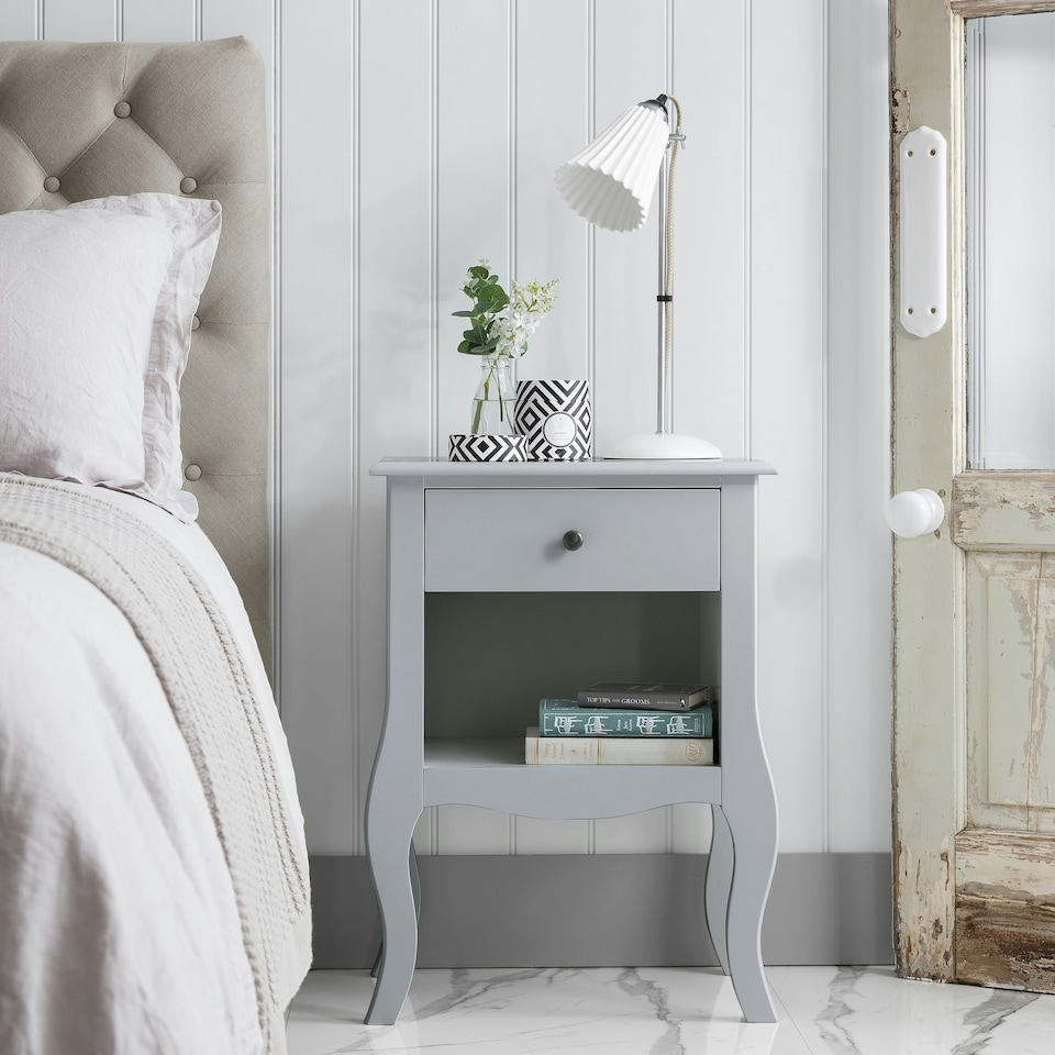 image 1 of Camille Bedside Table 1 Drawer in Classic White