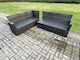image 4 of Fimous 9 Seat Rattan Garden Furniture Corner Sofa Set Outdoor Patio Sofa Chair Table Set with 2 Small Footstools Dark Grey Mixed