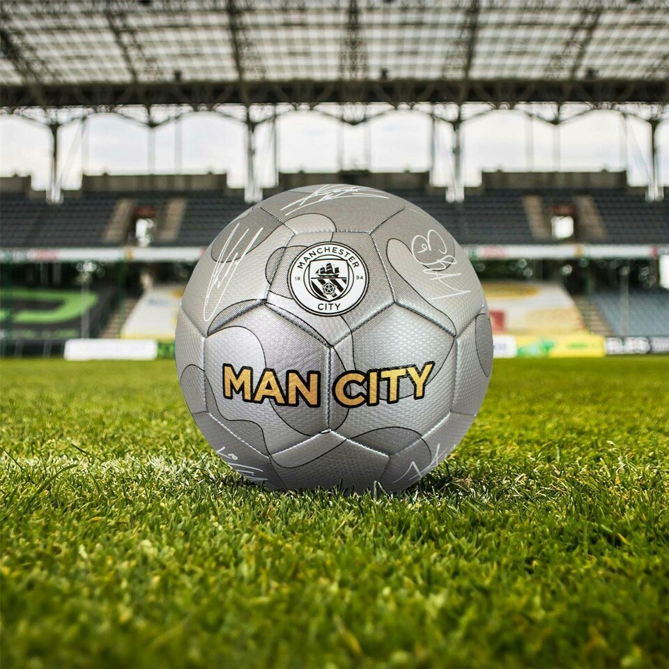image 1 of Manchester City F.C. Offical Licensed Signature Football - Silver Camo with Matt Finish - Size 5 For Kids and Adults Silver