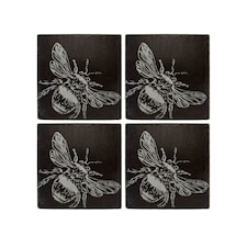 The Just Slate Company Set of 4 Bee Slate Coasters