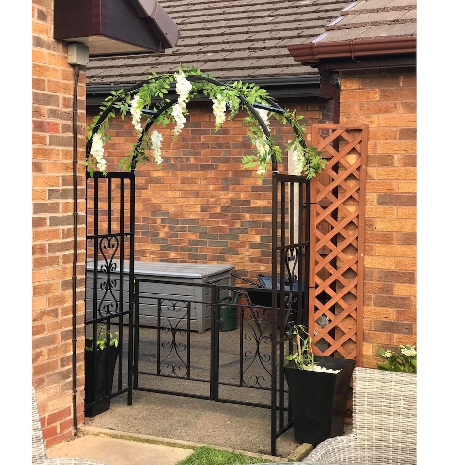 image 1 of Gr8 Garden Metal Garden Gate Wedding Rose Arch Pergola Archway Climbing Plant Trellis Black