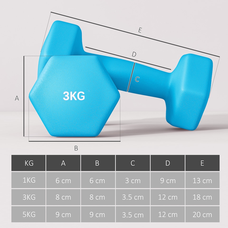 image 1 of SPORTNOW Dumbbells Set with Storage Rack, 2 x 1kg, 2 x 3kg, 2 x 5kg, Pink