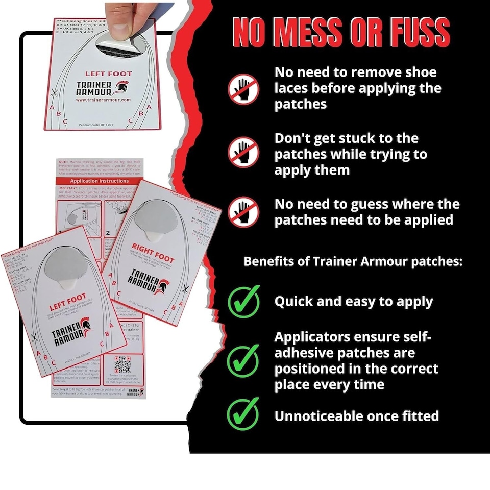 image 1 of Trainer Armour White Big Toe Hole Preventer Patches - For Light-Coloured Shoes | White