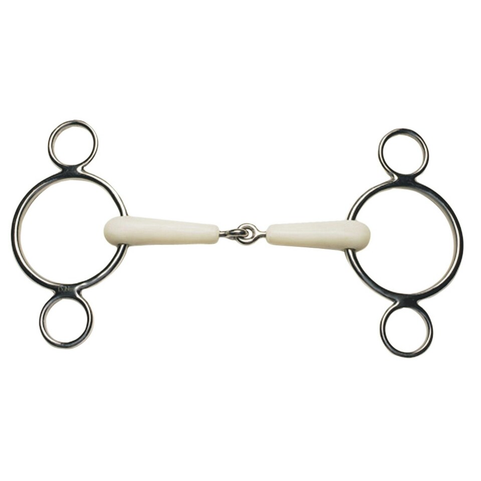 Korsteel Horses Flexi Jointed 2 Ring Dutch Gag Bit - Ivory - 5.5in