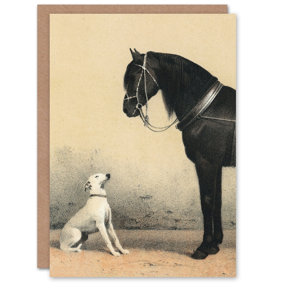 image 1 of Emil Volkers Art Card Orlov Trotter Horse and Dog