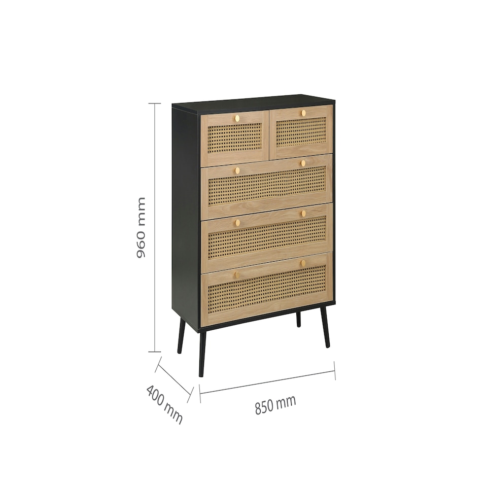 image 1 of Croxley 5 Drawer Rattan Chest