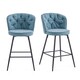 image 1 of SONARA Set of 2 Blended Woven Fabric Counter Height Bar Stools with Backrest | Blue