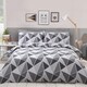 image 1 of Leo Geometric Polycotton Reversible Duvet Cover Set with Pillowcase Grey | King