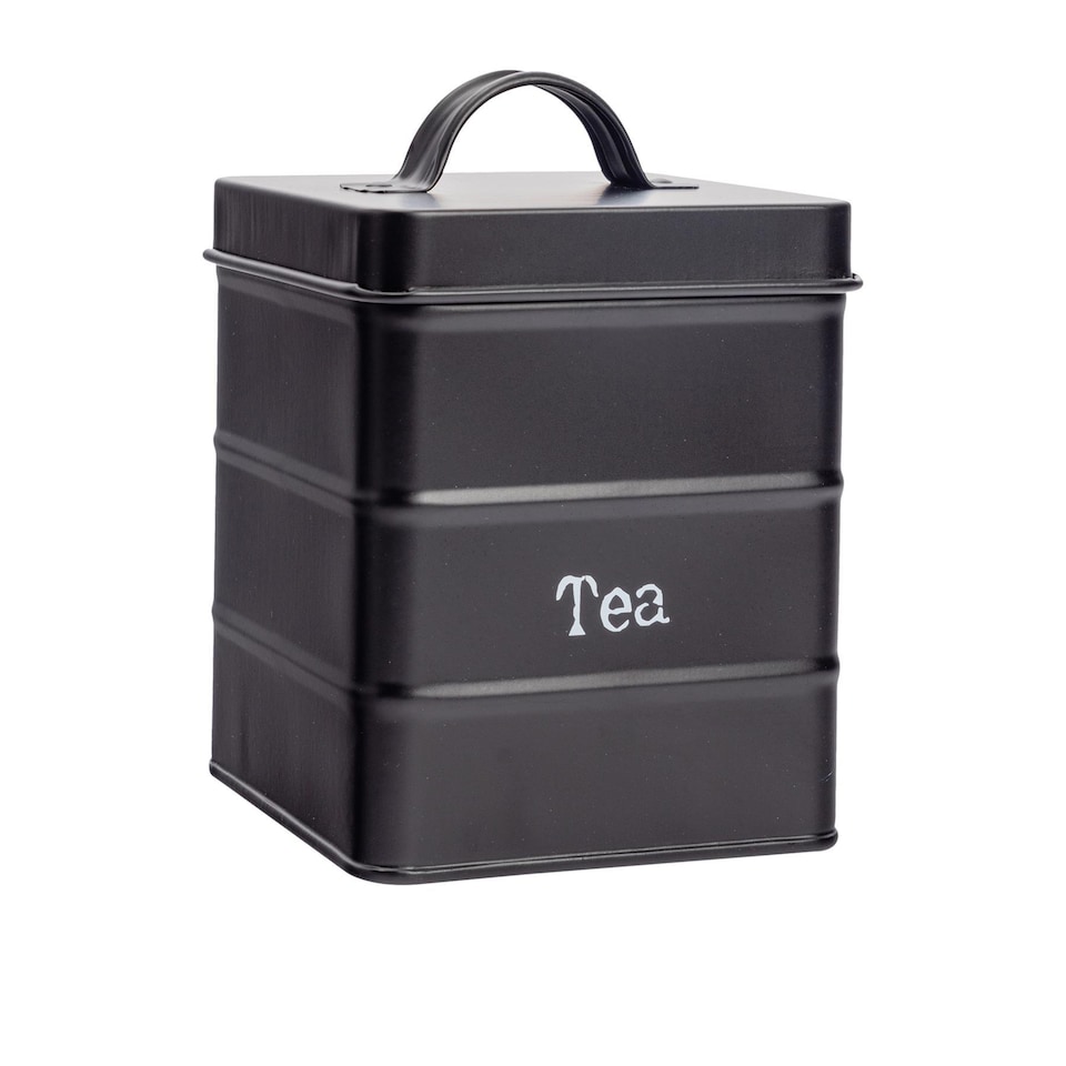 image 1 of Harbour Housewares Vintage Metal Kitchen Tea Canister - Black