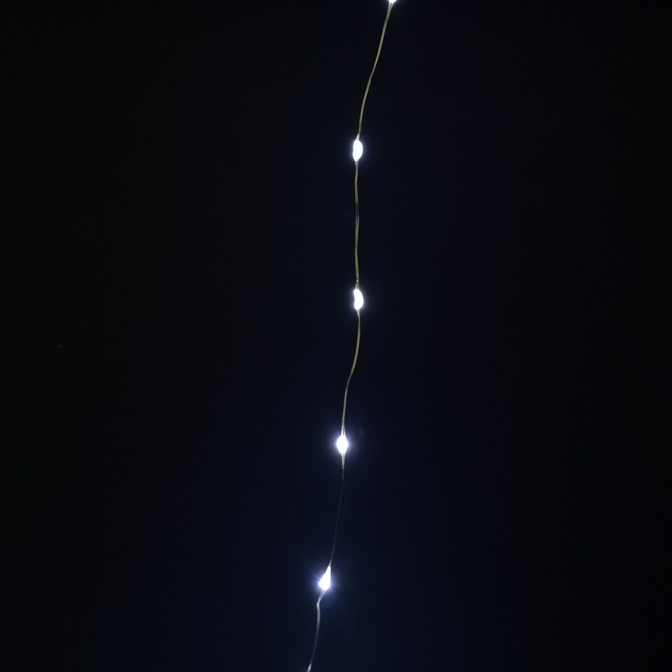 image 1 of 100 LED 5m Premier MicroBrights Indoor Outdoor Christmas Multi Function Battery Operated Lights with Timer on Pin Wire in Cool White