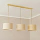 image 3 of ValueLights Reni Natural Drum Shade 3 Drop Bar Brushed Gold Diner Ceiling Pendant Light Gold