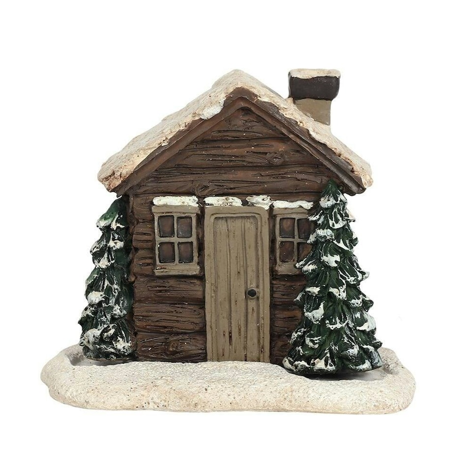 Something Different Log Cabin Incense Cone Holder - Brown/White/Green - One Size
