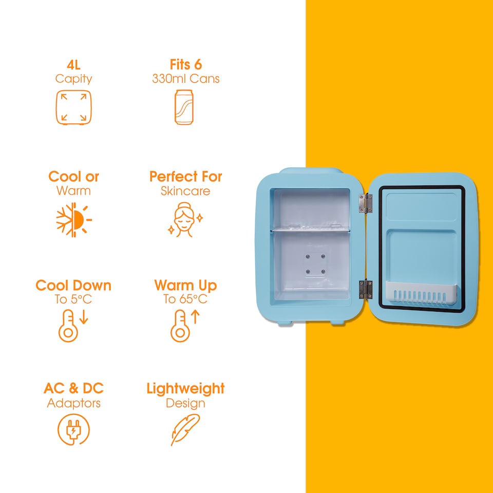 image 1 of Abode Retro 4L Mini Cooler and Warmer Blue A4CLR201BL