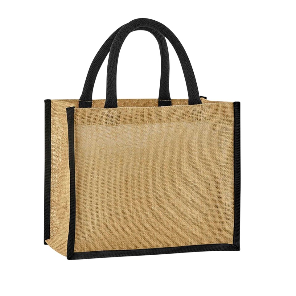 image 1 of Westford Mill Starched Jute Midi Tote Bag | Multi | Natural/Black | One Size | 1