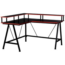 HOMCOM L-Shape Gaming Corner Desk Computer Table with Monitor Shelf