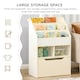 image 3 of HOMCOM Kids Bookcase, Toy Box w Storage Drawer, Wheels for Bedroom | White