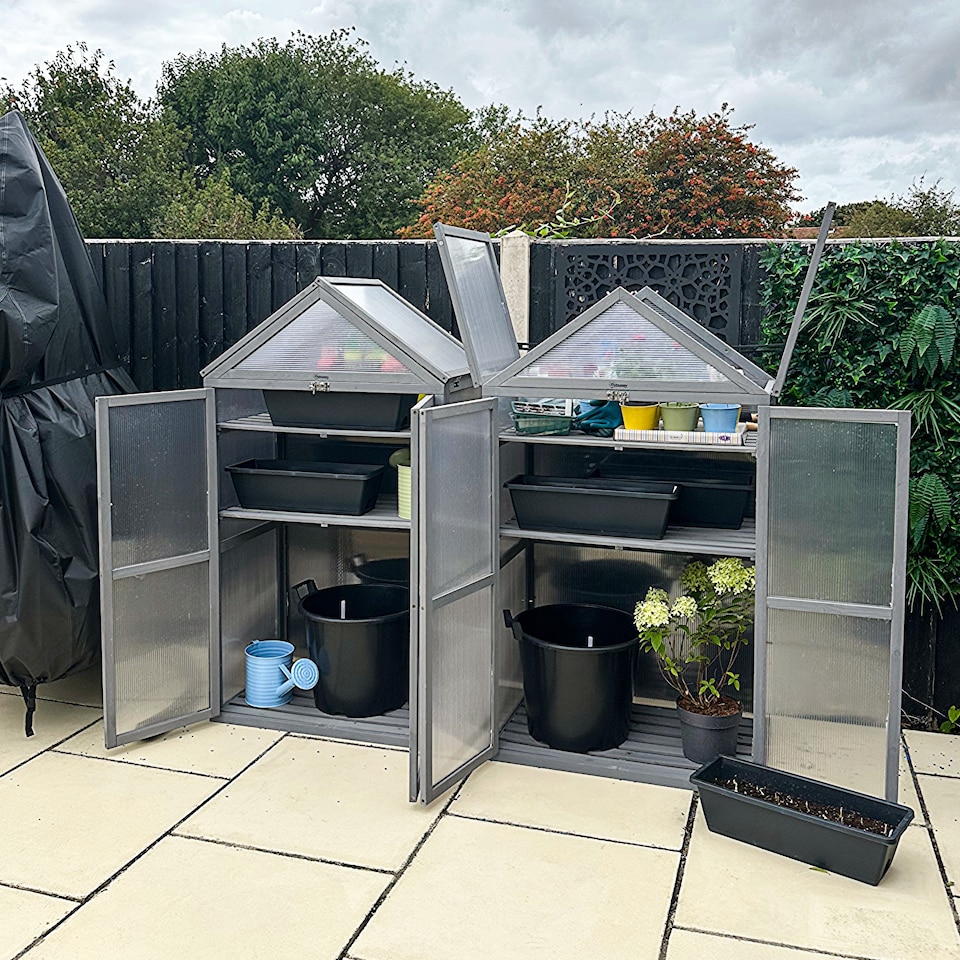 image 1 of Outsunny 80x47x138cm Wood Cold Frame Greenhouse for Plants PC Board Orange