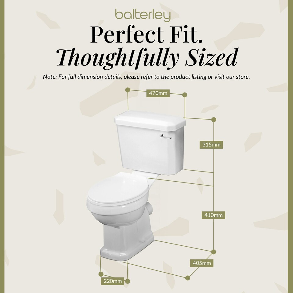 image 1 of Traditional Close Coupled Toilet Pan, Cistern & Soft Close Seat - 820mm x 470mm