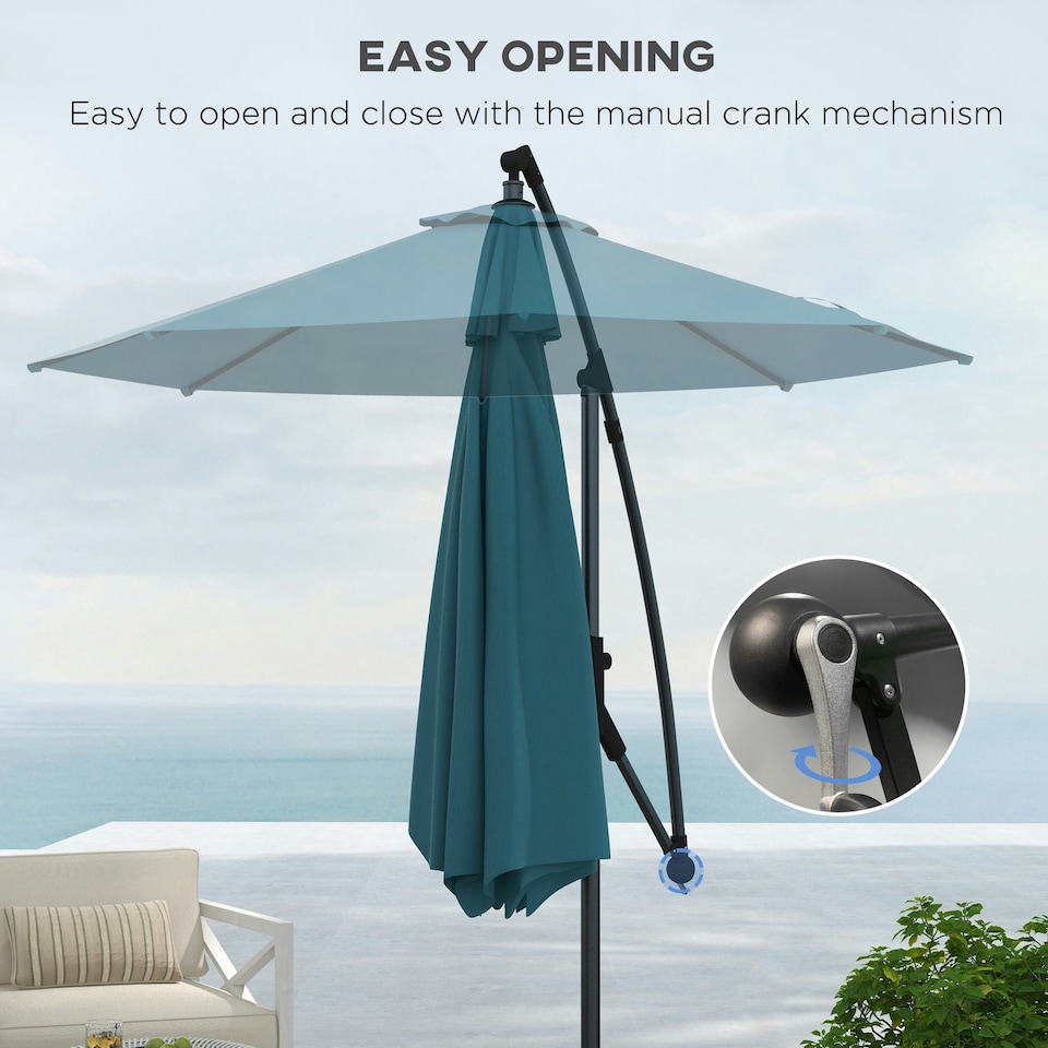 image 1 of Outsunny 3(m) Cantilever Parasol with Cross Base, Crank Handle, Tilt, Cream
