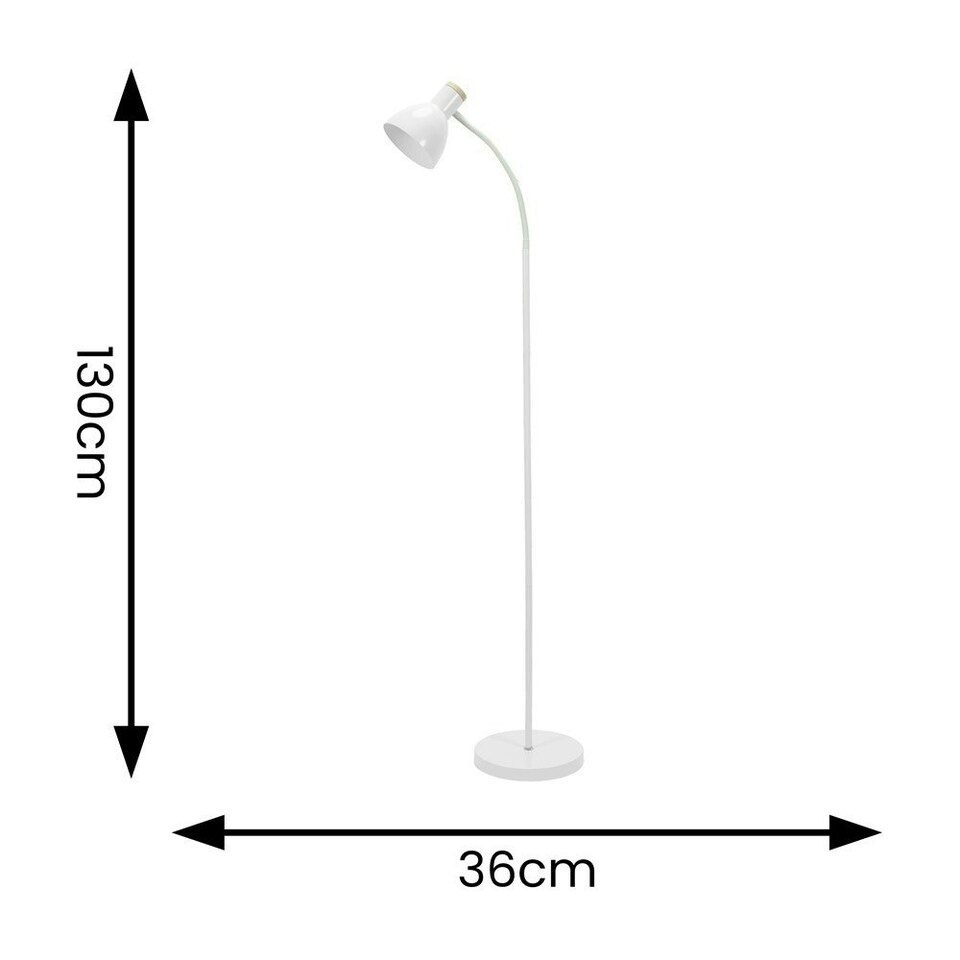 image 1 of ValueLights Woody White Metal Dome Shade Wooden Base Freestanding Floor Lamp